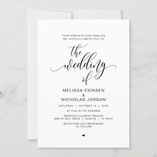 Modern Black Calligraphy, Wedding Invitation | Zazzle.com