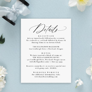Modern Black Calligraphy Wedding Letterpress Enclosure Card