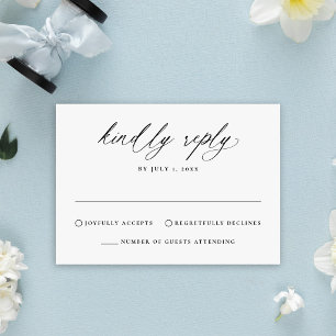 Modern Black Calligraphy Wedding Letterpress RSVP Cards
