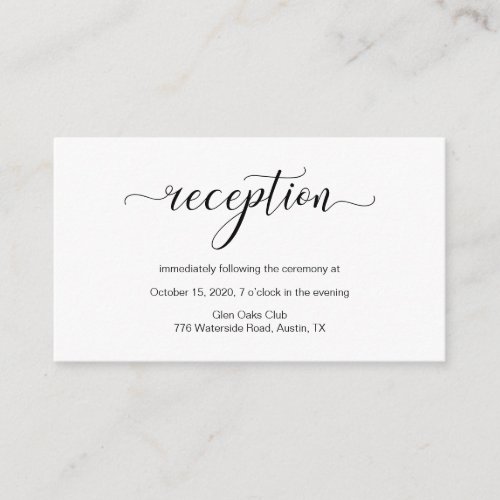 Modern black calligraphy Wedding Reception Enclosure Card