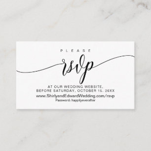 Modern Black Calligraphy, Wedding RSVP Enclosure Card