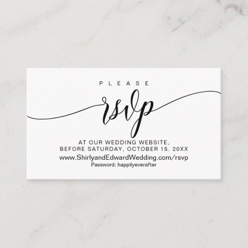 Modern Black Calligraphy Wedding RSVP Enclosure Card