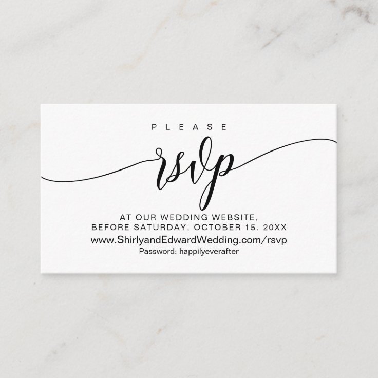 Modern Black Calligraphy, Wedding RSVP Enclosure Card Zazzle