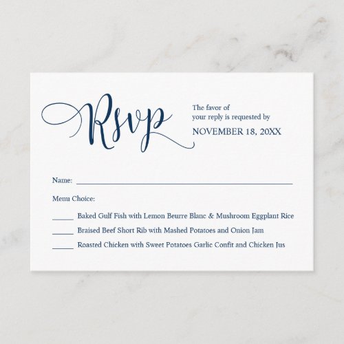 Modern Black Calligraphy Wedding RSVP Enclosure Card