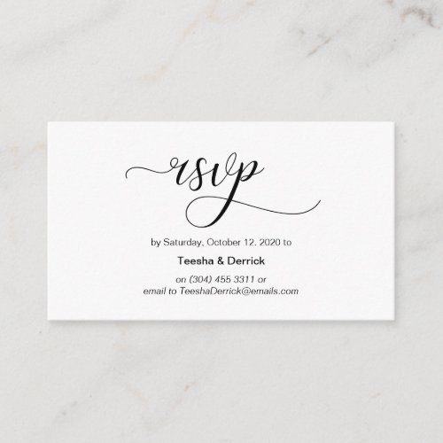 Modern black calligraphy Wedding RSVP Enclosure Card