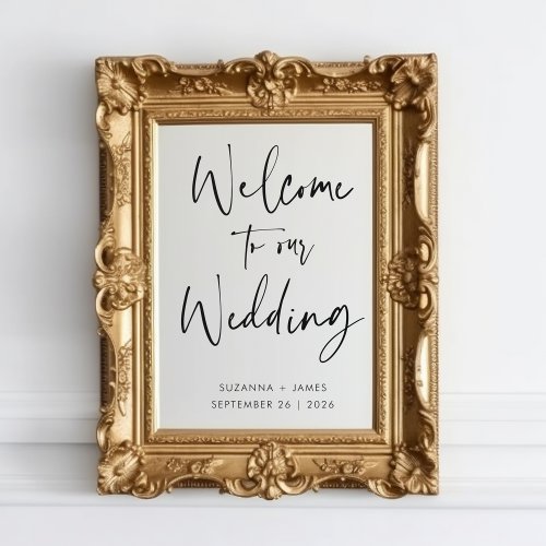Modern Black Calligraphy Wedding Welcome Window Cling