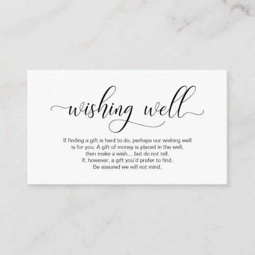Modern black calligraphy Wedding Wishing Well Enclosure Card