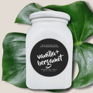 Modern black candle product label