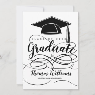 Modern Black Cap Photo 2025 Graduation Announcement