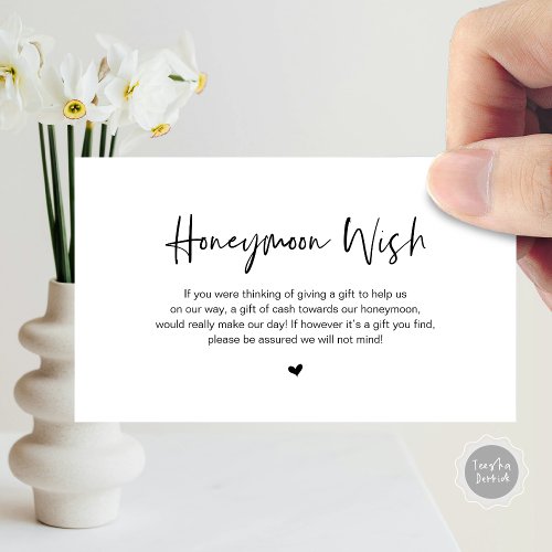 Modern black casual elegance font Honeymoon Wish Enclosure Card
