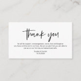 Modern Dark Grey Script, Wedding Thank you Enclosure Card