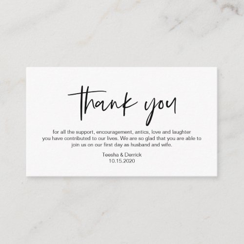 Modern black casual elegance font Thank you Enclosure Card