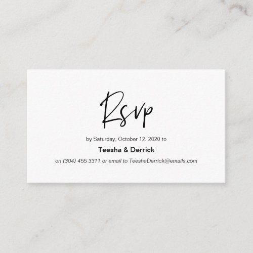 Modern black casual elegance font Wedding RSVP Enclosure Card