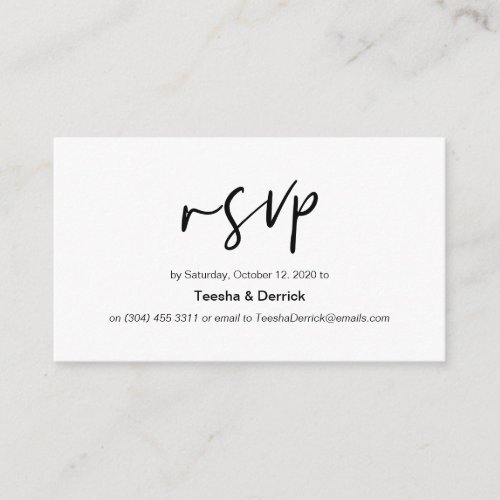 Modern black casual elegance font Wedding RSVP Enclosure Card