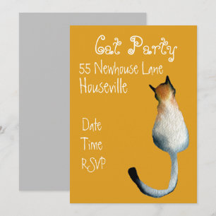 Modern black cat art cat dinner Party Invitation