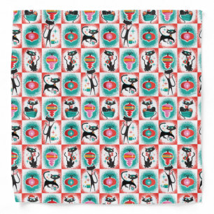 Modern Black Cat Christmas Bandana