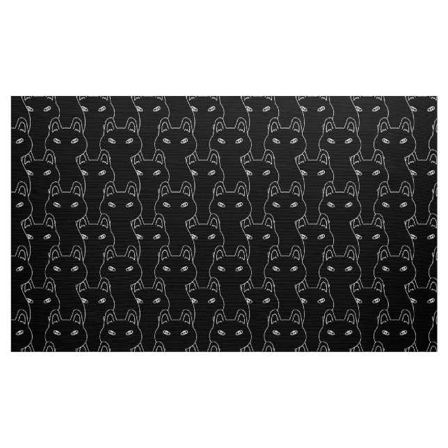 Modern Black cat line art pattern Fabric (Yard)