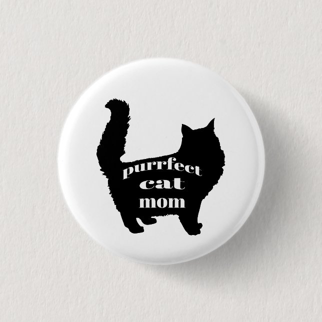 Modern Black Cat Mom Button (Front)