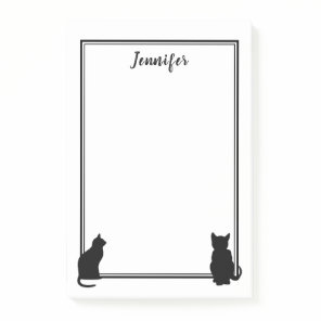 Modern Black Cat silhouettes white personalized Post-it Notes