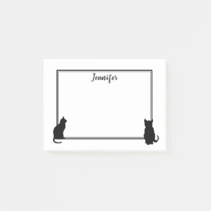 Modern Black Cat silhouettes white personalized Post-it Notes