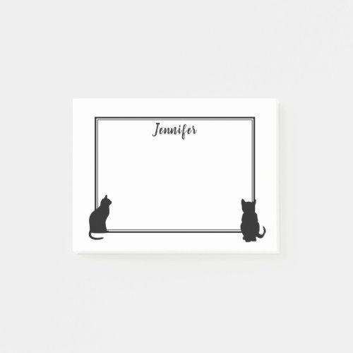 Modern Black Cat silhouettes white personalized Post_it Notes