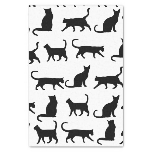 Modern Black Cats Silhouette Pattern Tissue Paper