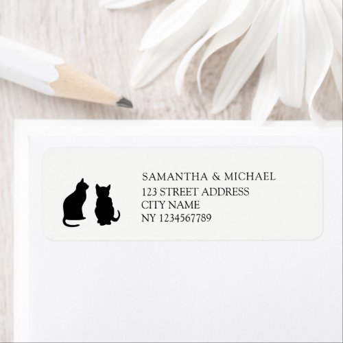 Modern black cats silhouettes return address label