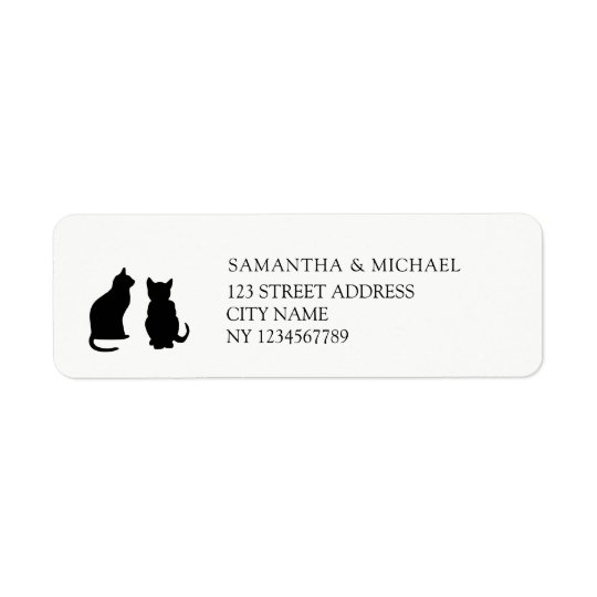 Modern black cats silhouettes return address label