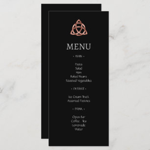 Modern Black Celtic Knot Rose Gold Wedding Menu