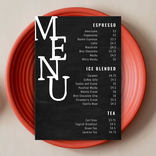 Modern Black Chalkboard Bar Menu Petite Paper Co