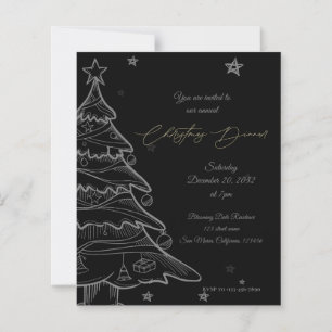 Modern Black Chalkboard Christmas Dinner Invite