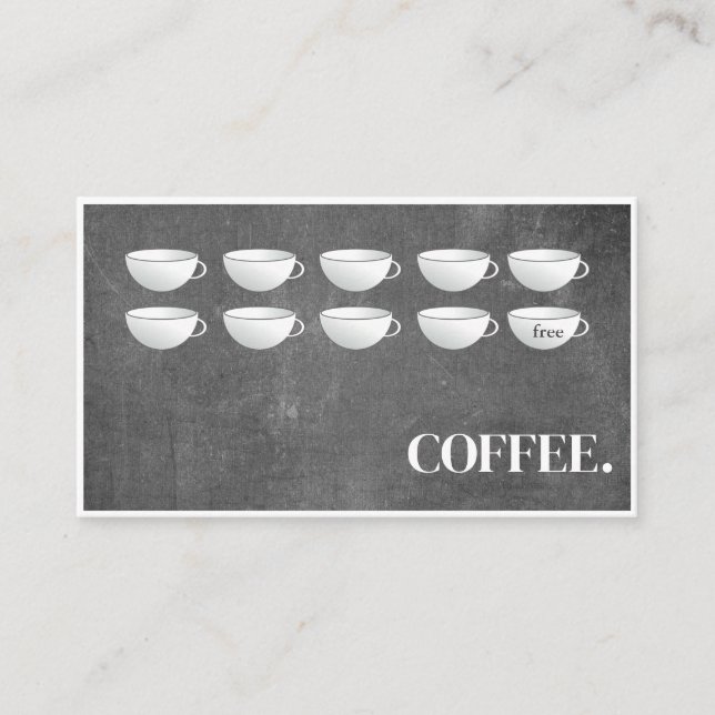 Modern Black Chalkboard Coffee Cups Loyalty Card (Front)