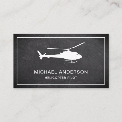 Modern Black Chalkboard Helicopter Pilot Business Card