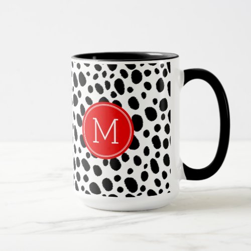 Modern Black Cheetah Spots Pattern Monogram Mug