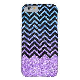 Modern Black Chevron Blue &amp; Purple Glitter Barely There iPhone 6 Case