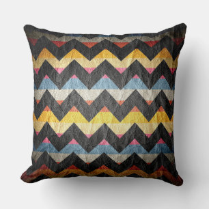 Modern Black Chevron Leather Throw Pillow