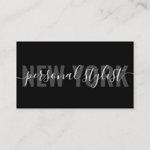 Modern black chic fashion stylist script signature business card