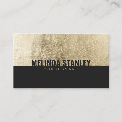 Modern black chic gold foil elegant color block business card