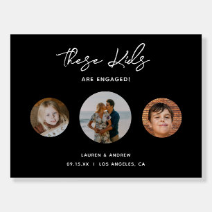 Modern Black Childhood Photo Engagement Party Foam Board