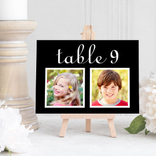 Modern Black Childhood Photo Table Number Card