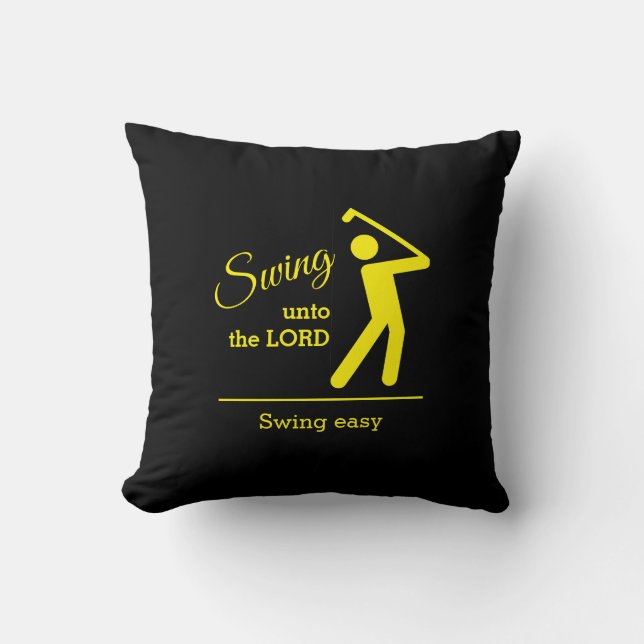 Modern Black Christian Golf Throw Pillow (Front)