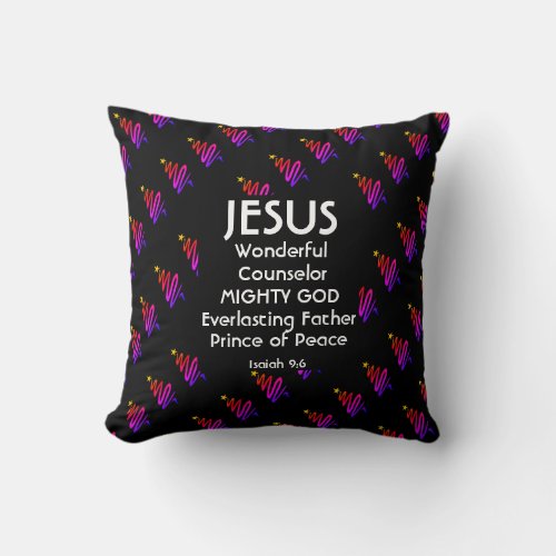 Modern BLACK Christian Isaiah 96 JESUS Throw Pillow