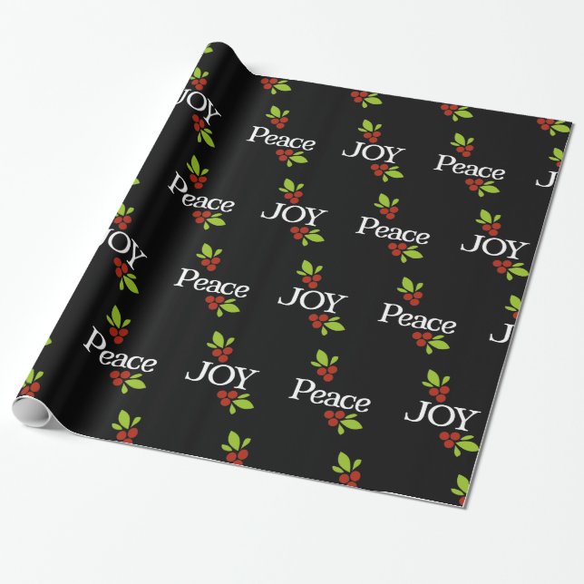 Modern black christmas gift wrapping paper (Unrolled)