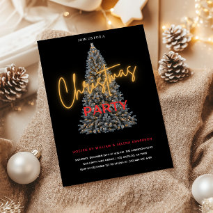 Modern Black Christmas Party Invitation 