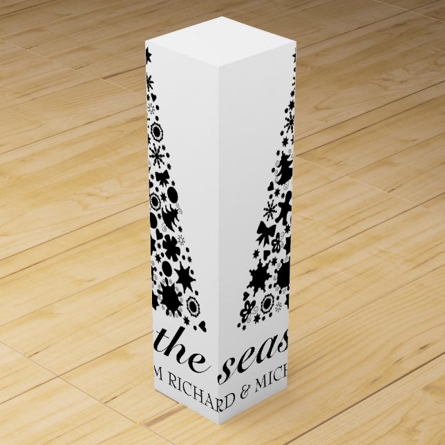 Modern Black Christmas Tree Wine Box (Front)
