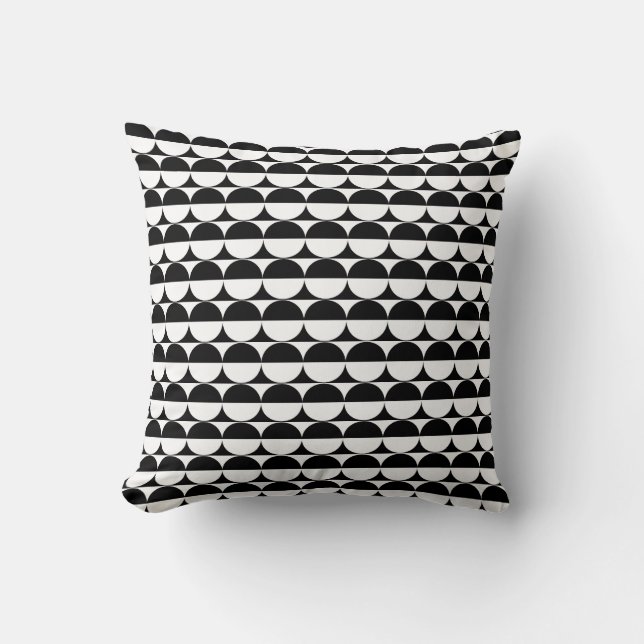Modern Black Circular Pattern Throw Pillow (Front)