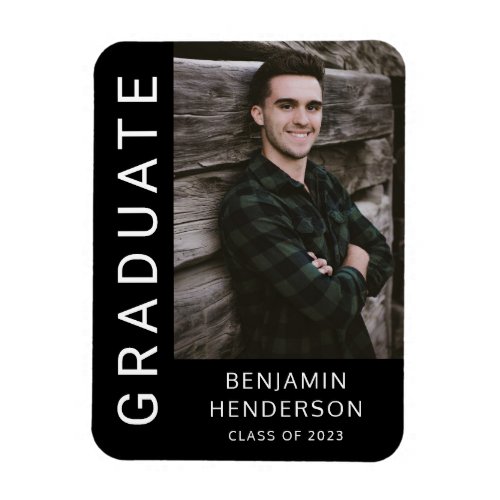 Modern Black Class Of 2023 Boy Graduation Photo  Magnet