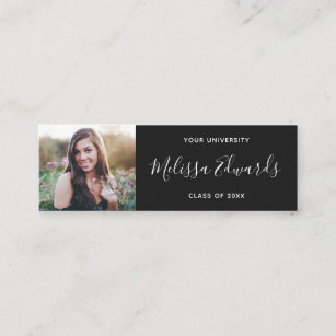 Modern black class of graduation photo name card