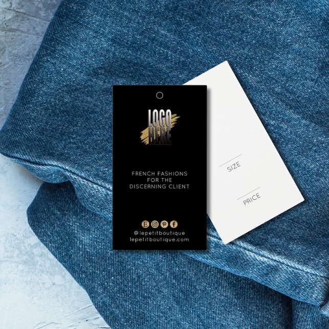 Modern Black Clothing Price tag with logo (Creator Uploaded)
