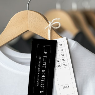 Modern Black Clothing Size Chart Swing Price  Tag